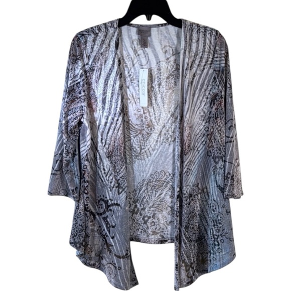 Chico's Sweaters - Chico’s Cardigan Gray Multicolor Patterned Open Front High Low in Size 0/S‎